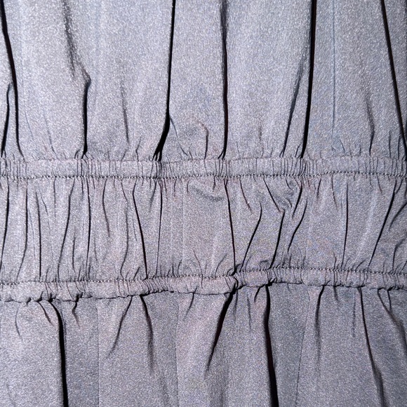 Duster Black Square-Neck Maxi Dress with Puff Sleeves, Tiered Skirt, Pockets - Picture 9 of 12